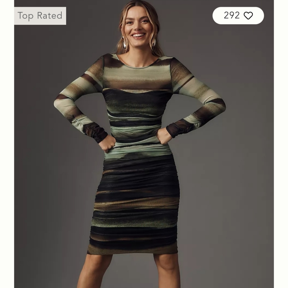 Anthropologie Ruched Mesh Dress